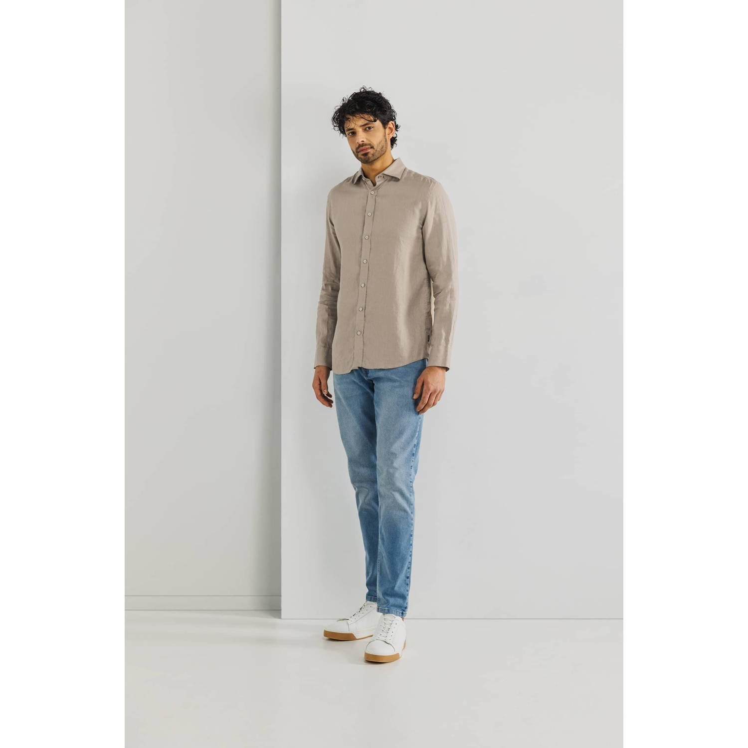 State of Art linnen casual overhemd beige