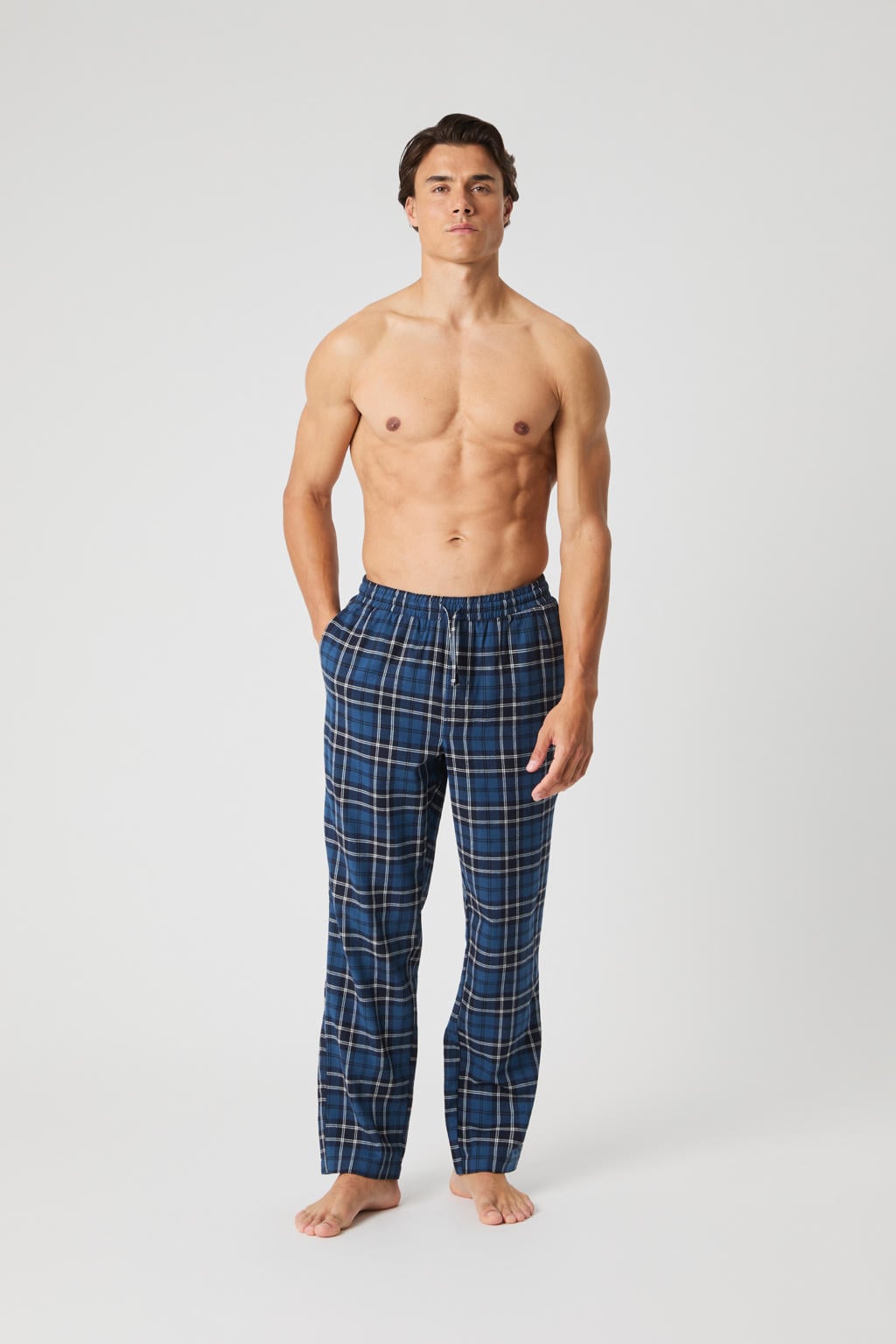 Björn Borg flanellen pyjamabroek blauw/wit