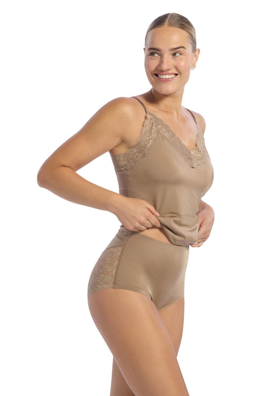 ten Cate Secrets naadloze maxislip met kant donkerbeige