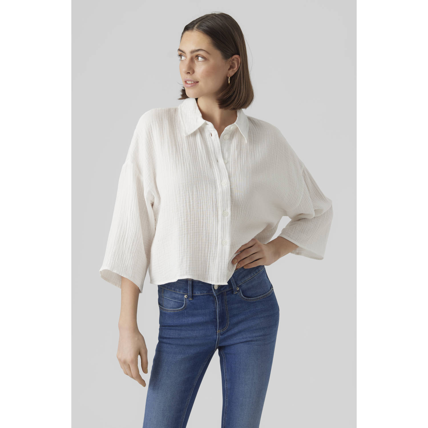 Vero Moda Loose fit overhemdblouse van puur katoen model 'NATALI'