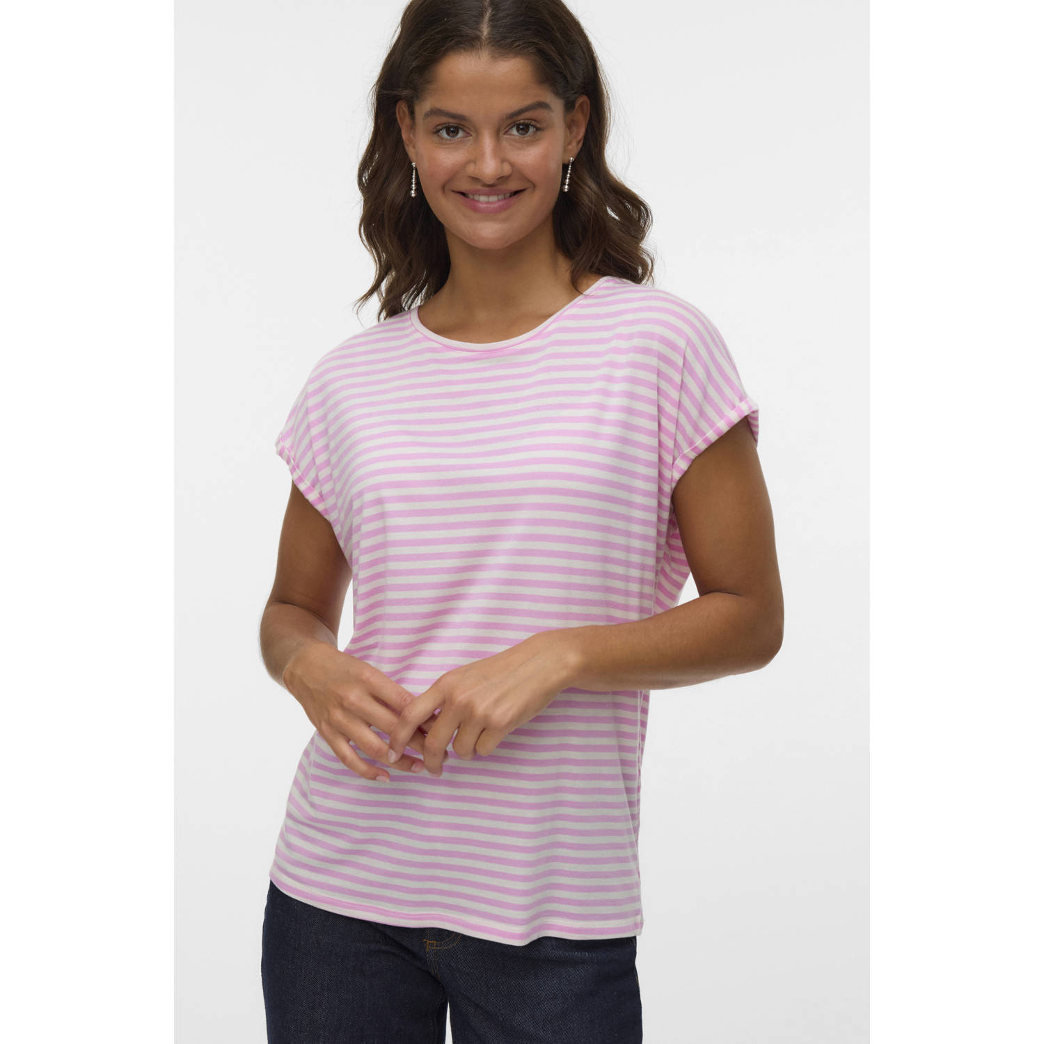 Vero Moda Regular fit T-shirt van een mix van lyocell en elastaan model 'AVA'