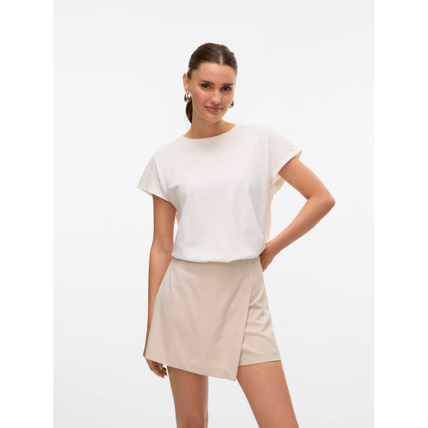 Vero Moda Shirt met korte mouwen VMEMMY SS LACE TAPE TOP JRS GA NOOS