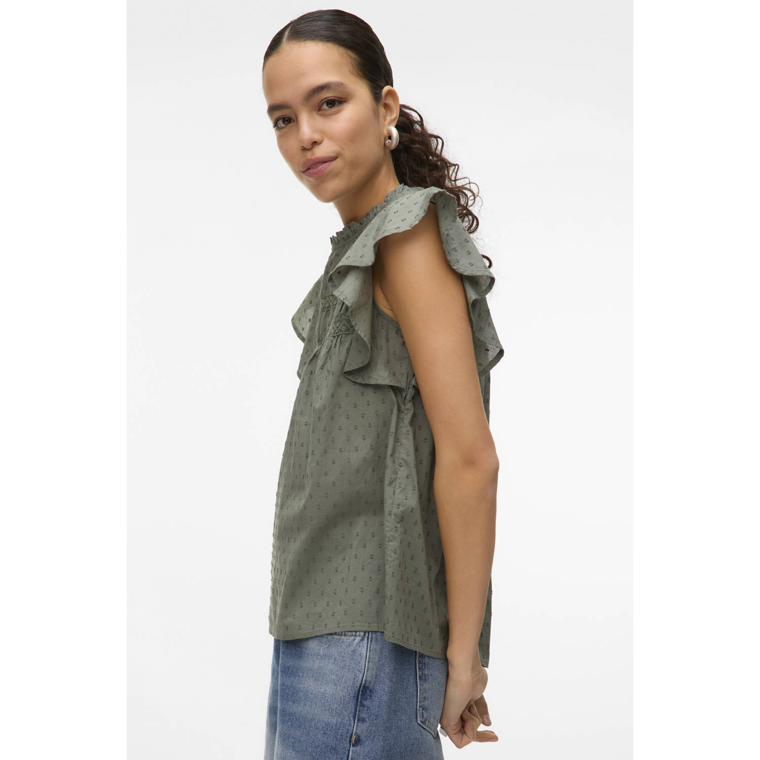 VERO MODA blousetop groen broderie