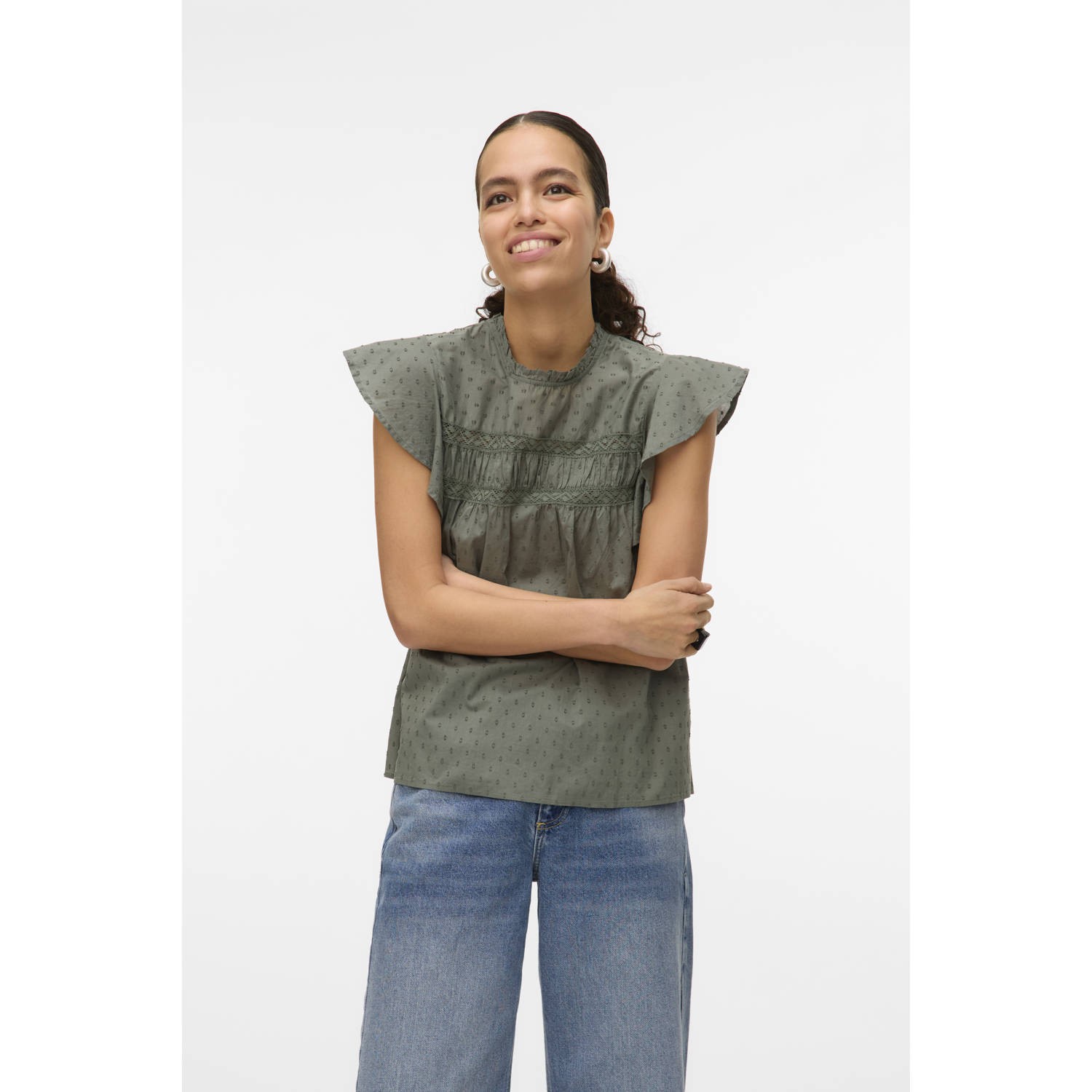 Vero Moda Shirt VMTRINE SL LACE TOP WVN NOOS