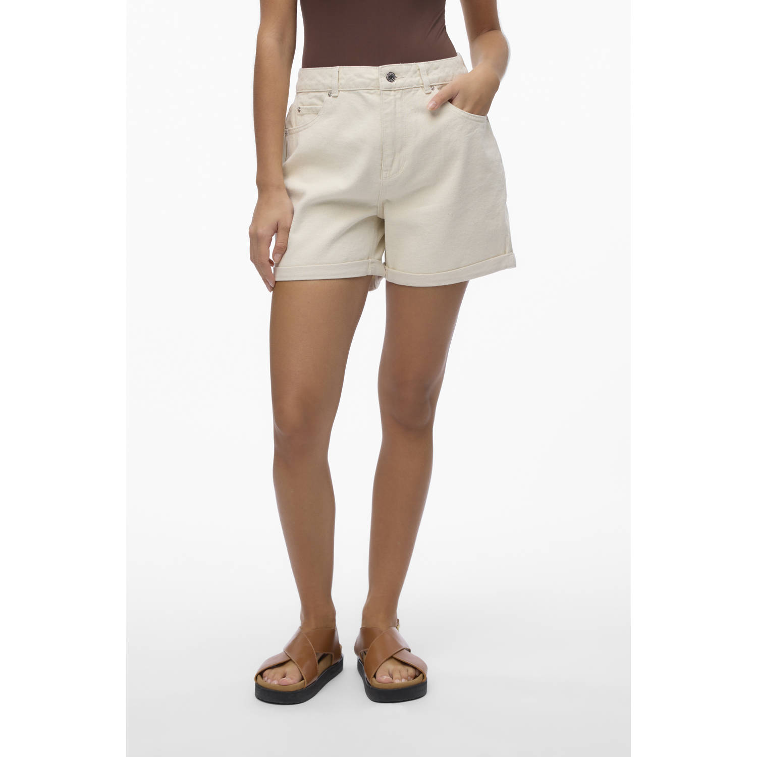 VERO MODA denim high waist short roze