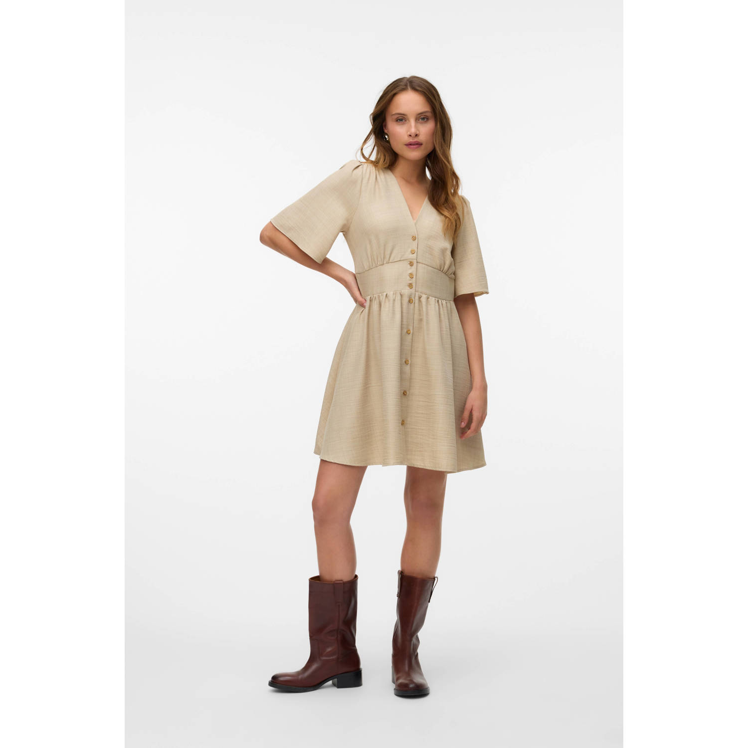 VERO MODA korte jurk taupe