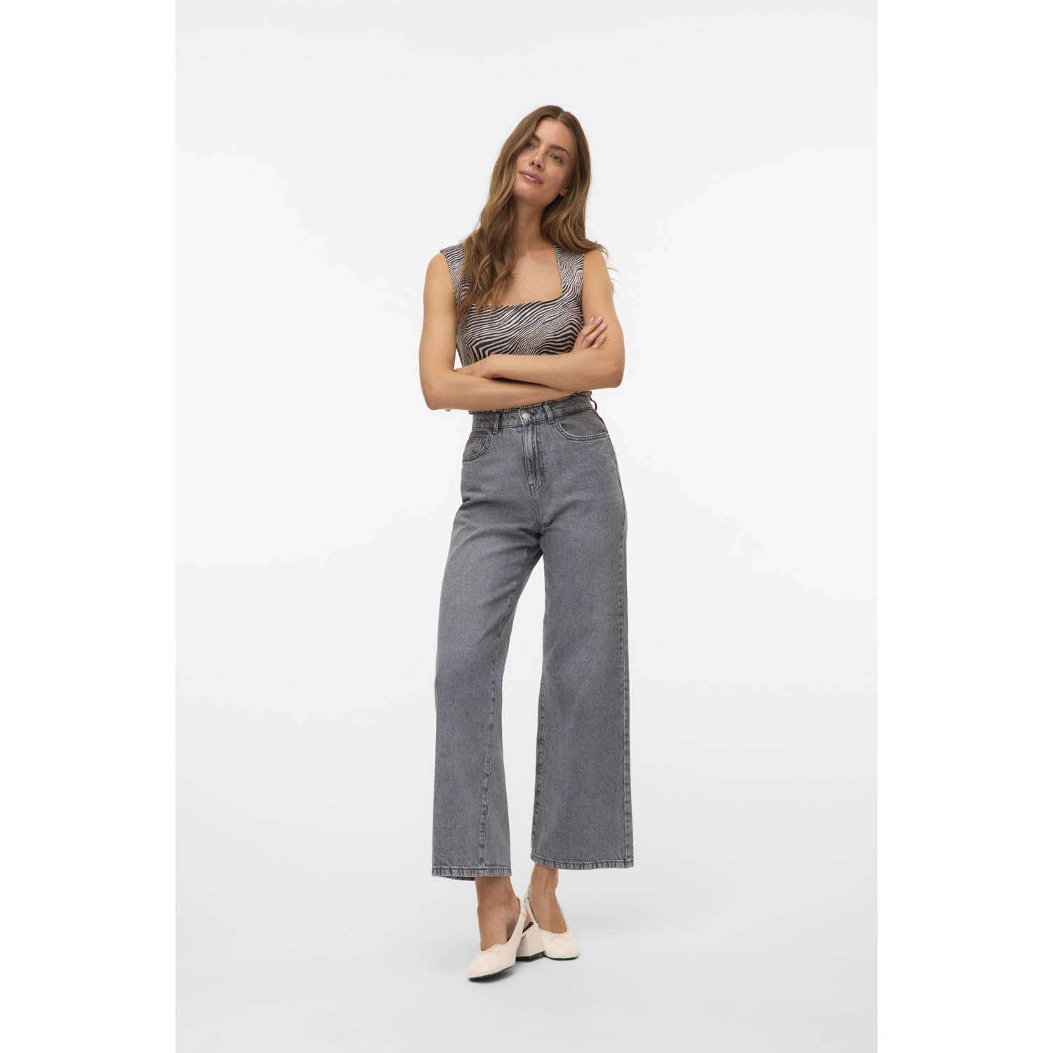 VERO MODA mouwloze top grijs