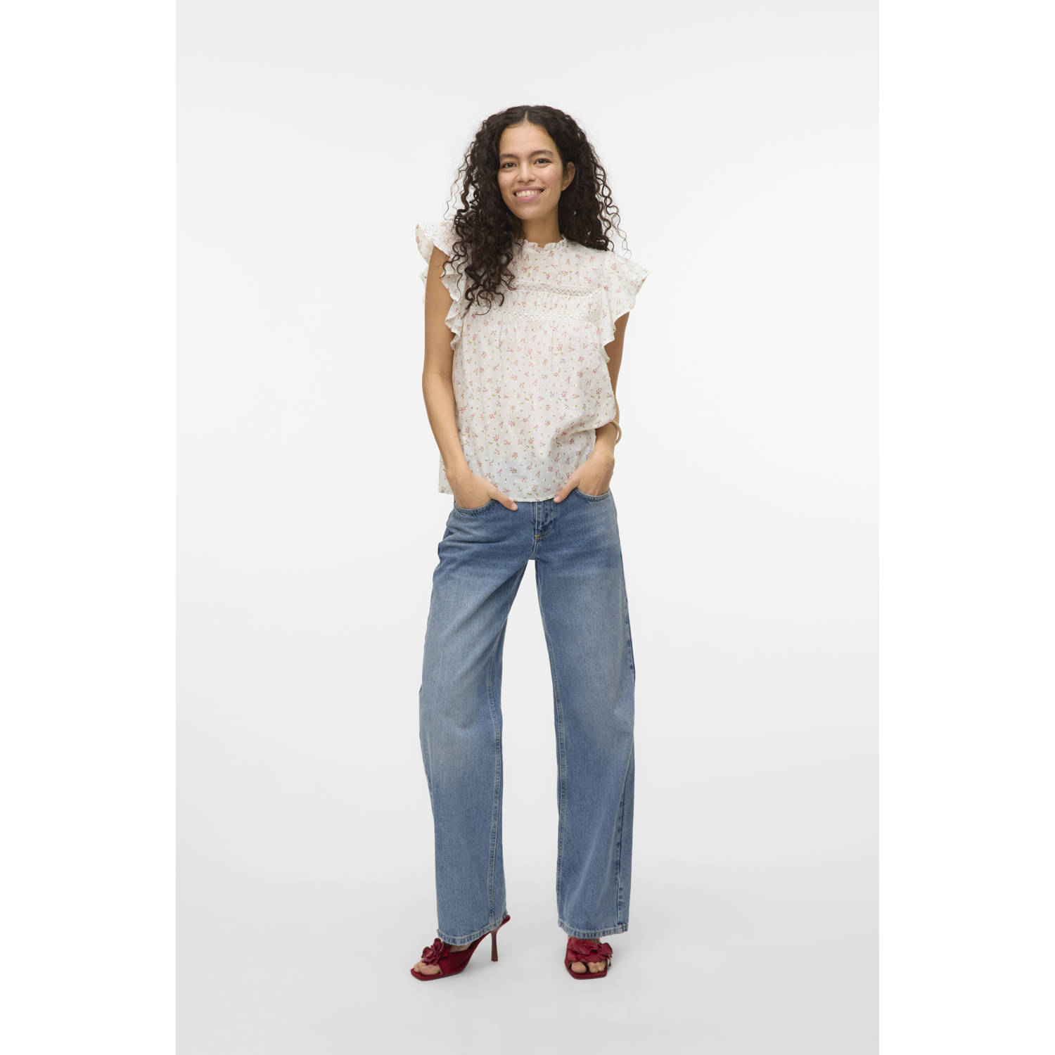 VERO MODA blousetop wit broderie