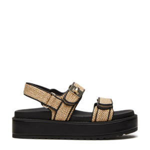 Bigmona  raffia sandalen beige/zwart