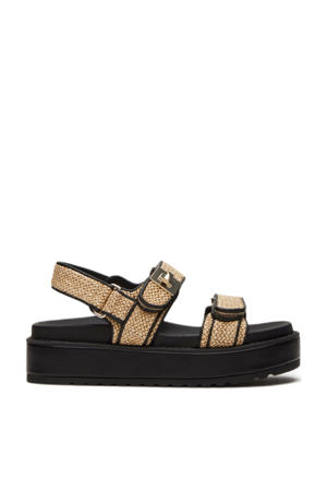 Bigmona  raffia sandalen beige/zwart