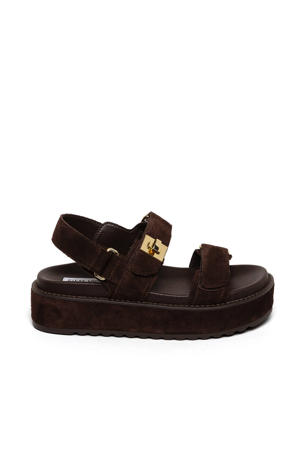 Bigmona  suède sandalen donkerbruin