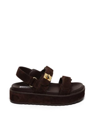 Bigmona suède sandalen donkerbruin