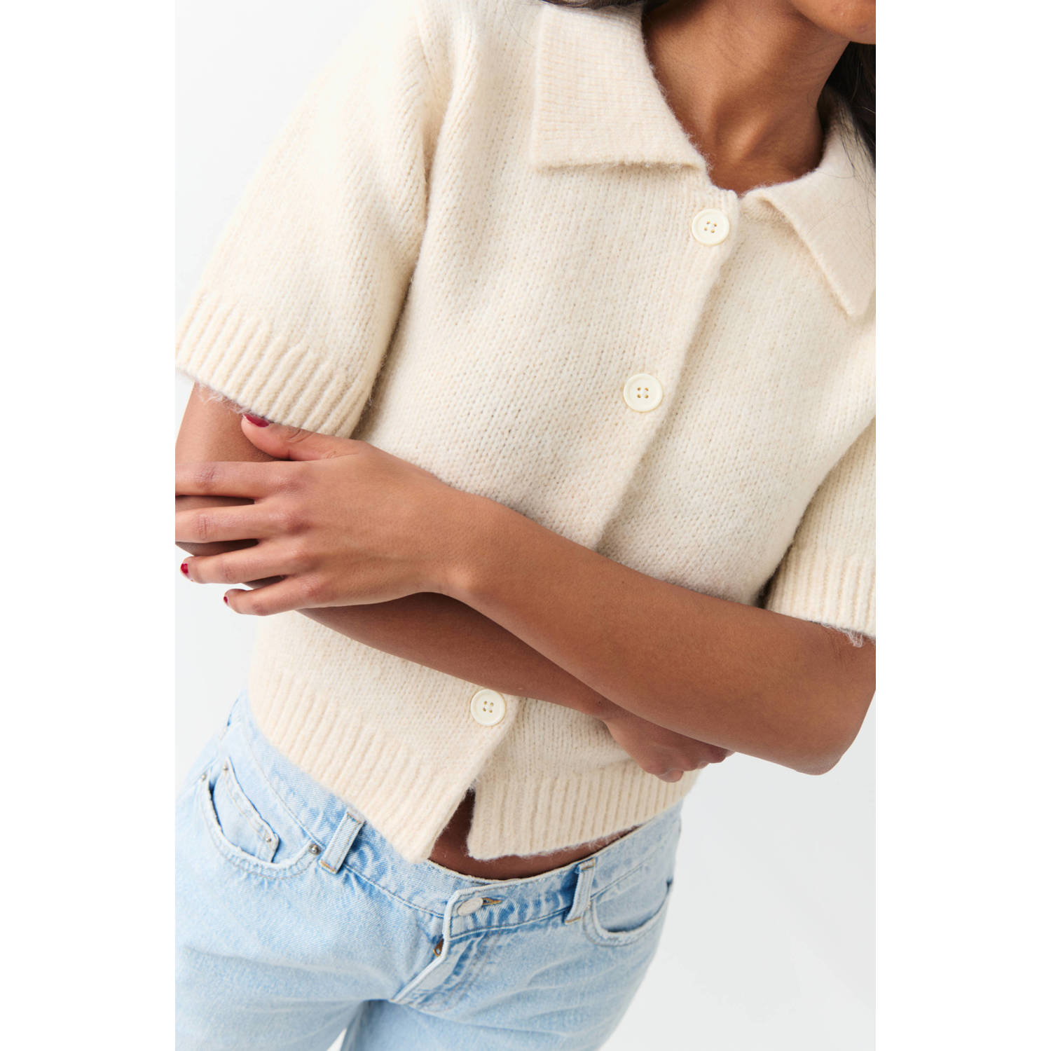 Gina Tricot wollen gebreid vest lichtgeel