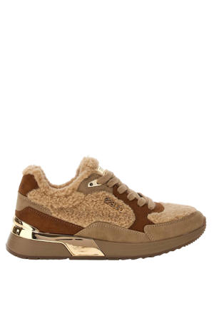 MoxeA17 sneakers met imitatiebont bruin