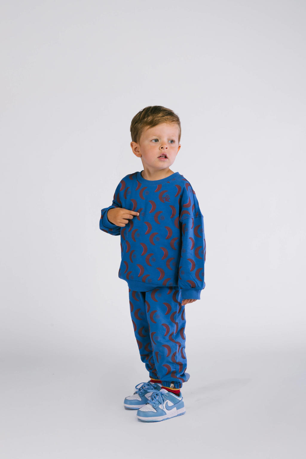 Blauwe jongens en meisjes The New Chapter relaxed casual broek van katoen met regular waist