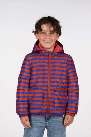 gewatteerde jas blauw/bruin