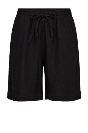 linnen rechtvallend regular waist casual short zwart