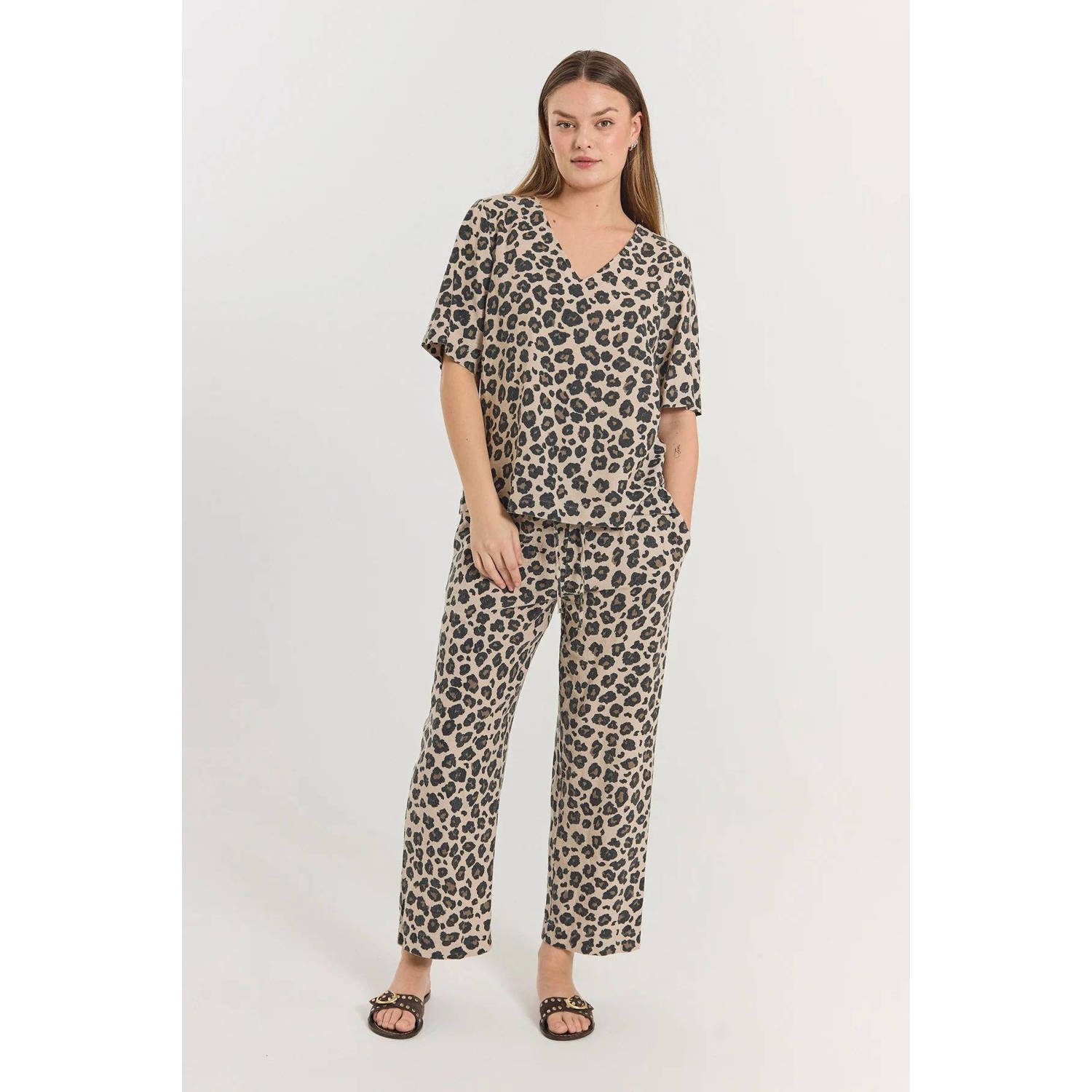 FREEQUENT straight regular waist casual broek bruin