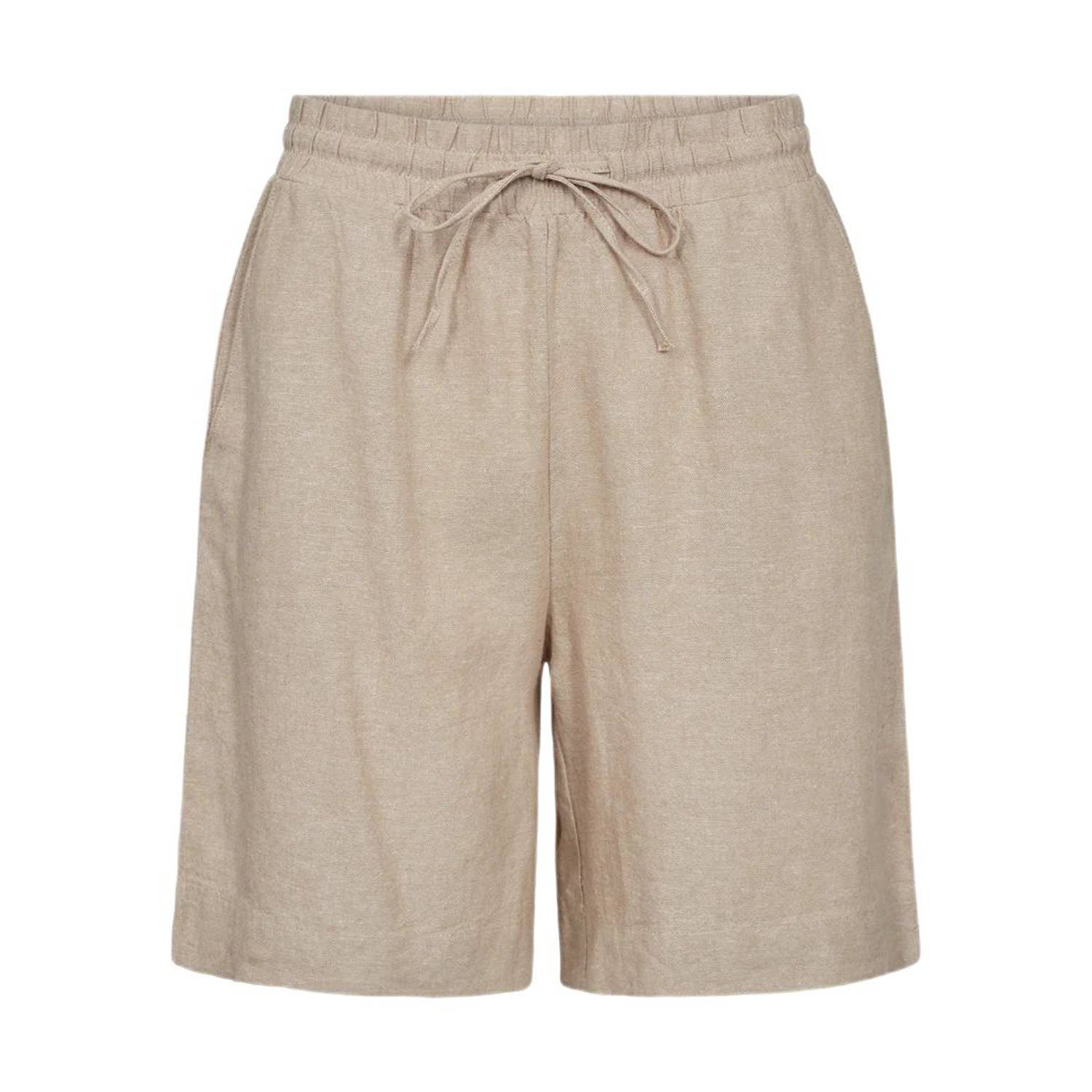 FREE QUENT Relaxed fit linnen bermuda met tunnelkoord model 'Lava'