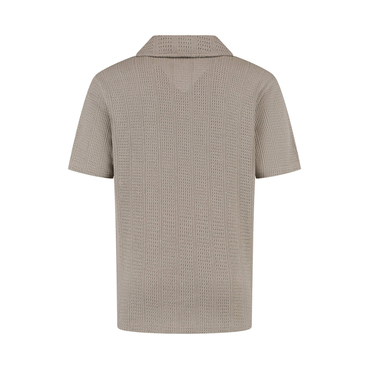 Pure Path casual overhemd met ingebreid patroon taupe