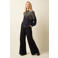 King Louie wide leg regular waist broek zwart