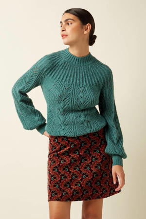korte rok met paisley print donkerbruin
