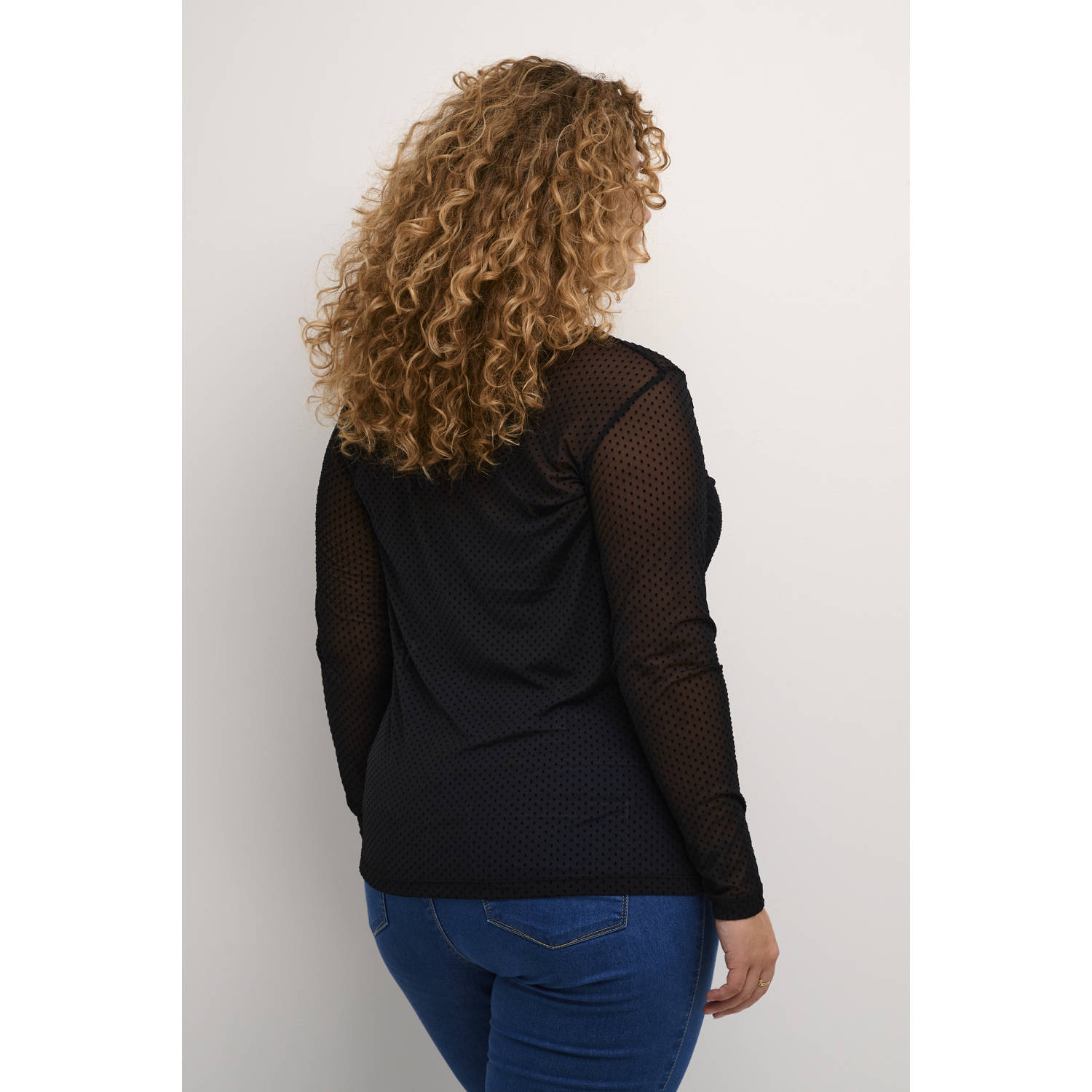 Kaffe Curve mesh top zwart