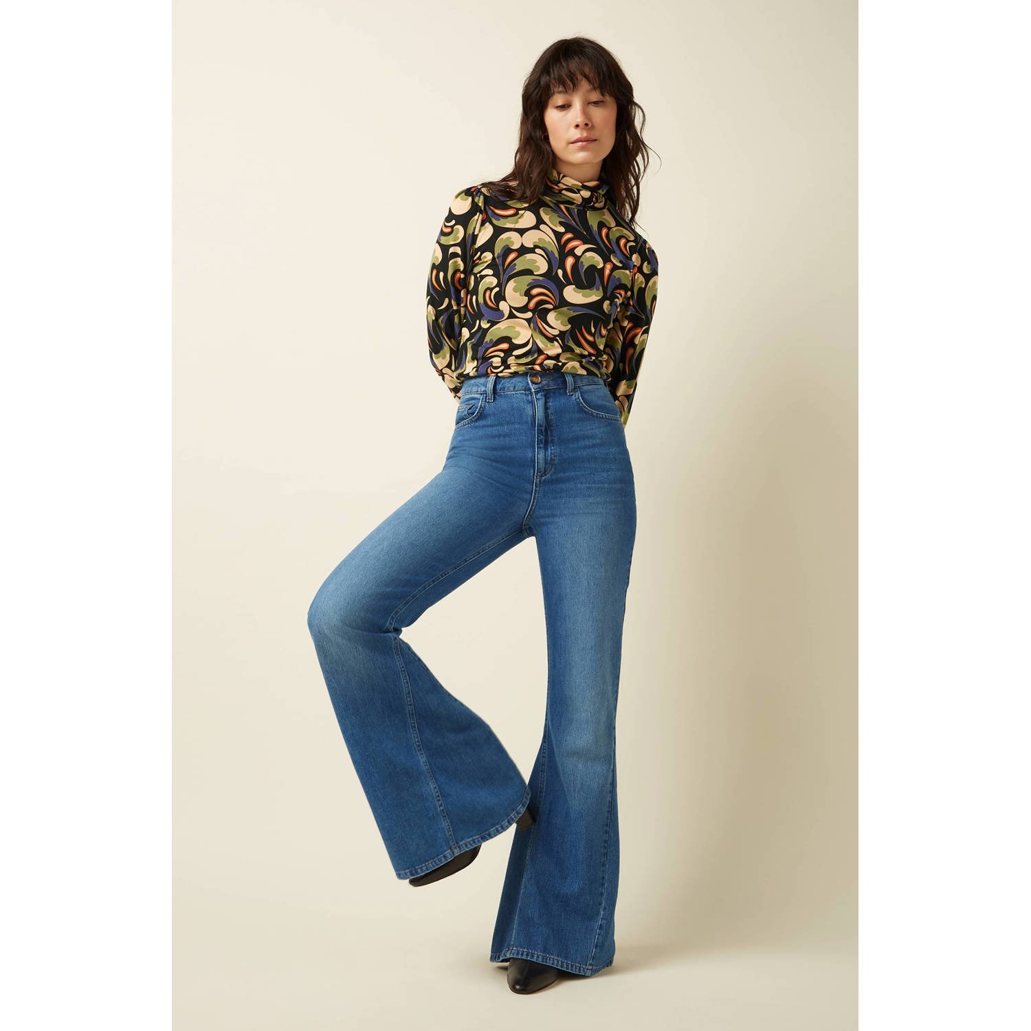 King Louie flared jeans medium blue denim