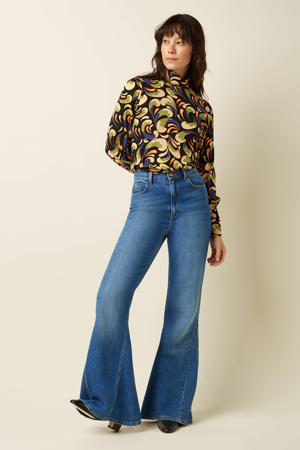 flared jeans medium blue denim