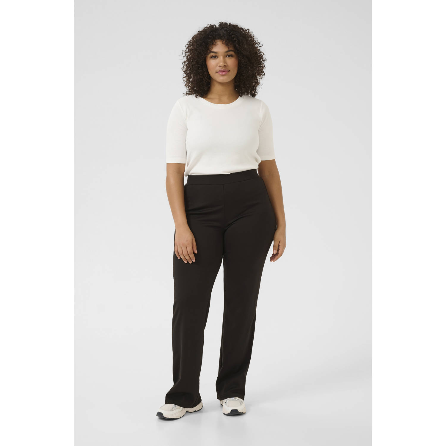 Kaffe Curve flared high waist broek zwart