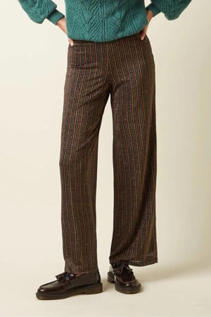regular waist gestreepte broek multi met glitter