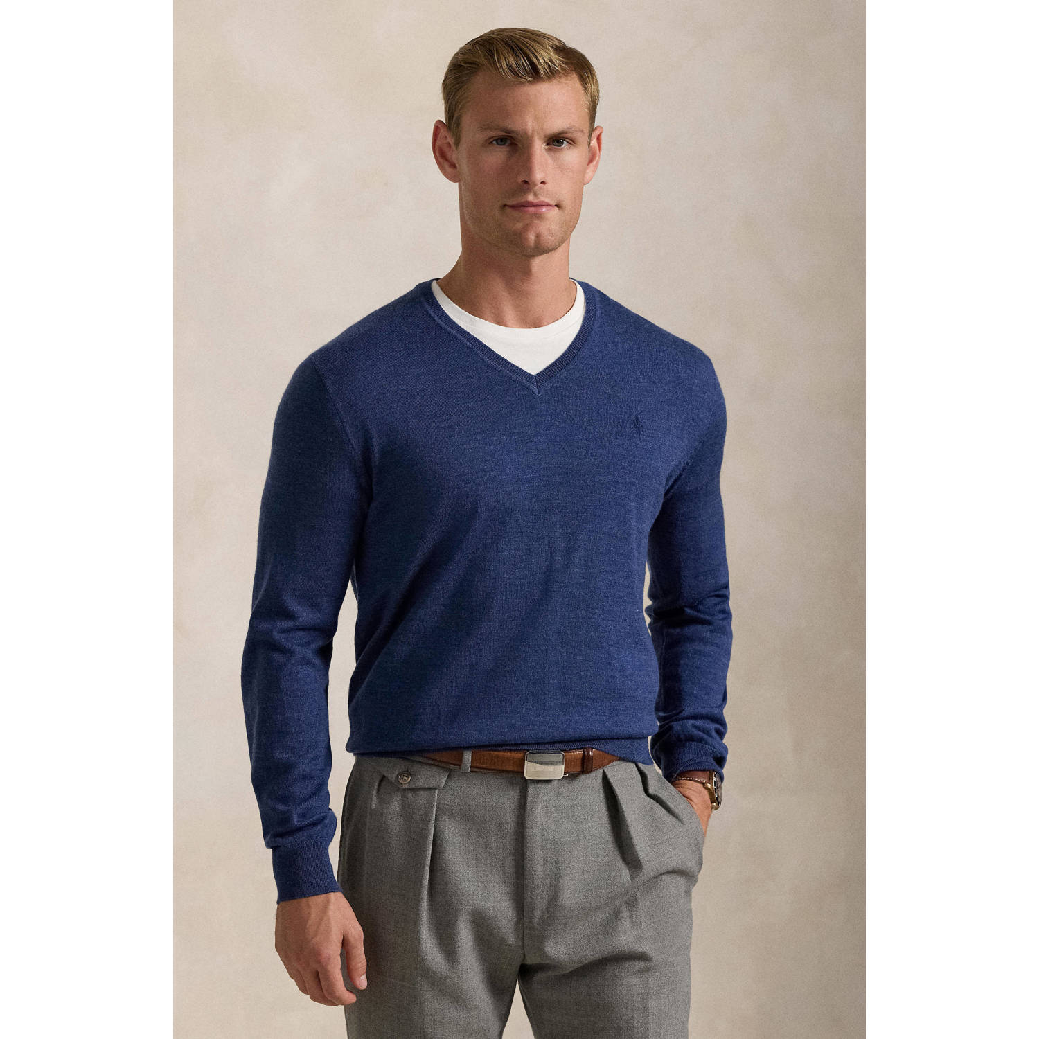 POLO Ralph Lauren trui met wol fijn gebreid donkerblauw