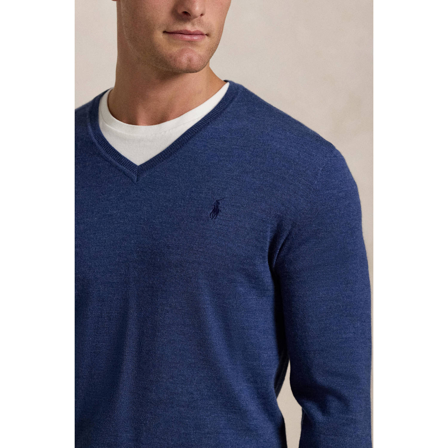 POLO Ralph Lauren trui met wol fijn gebreid donkerblauw