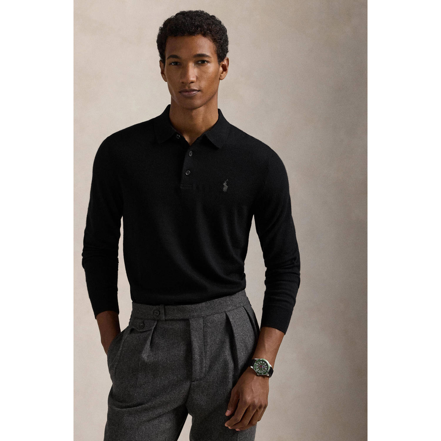 Polo Ralph Lauren Lange Mouw Gebreide Trui Pullover Black Heren