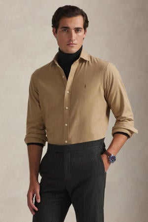 regular casual overhemd lichtbruin