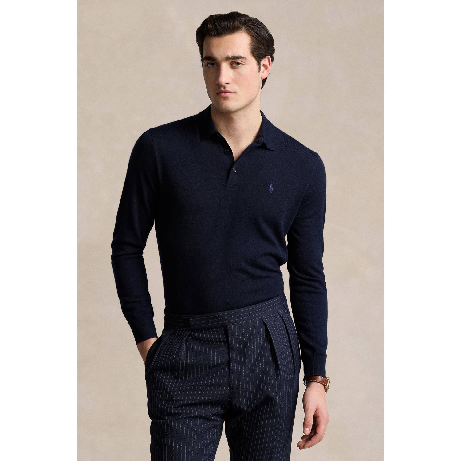 Polo Ralph Lauren Merino Grijs Paard Sweaters Blue Heren