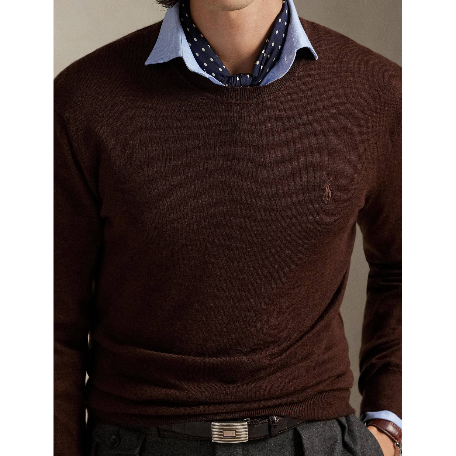 POLO Ralph Lauren wollen trui fijn gebreid donkerbruin