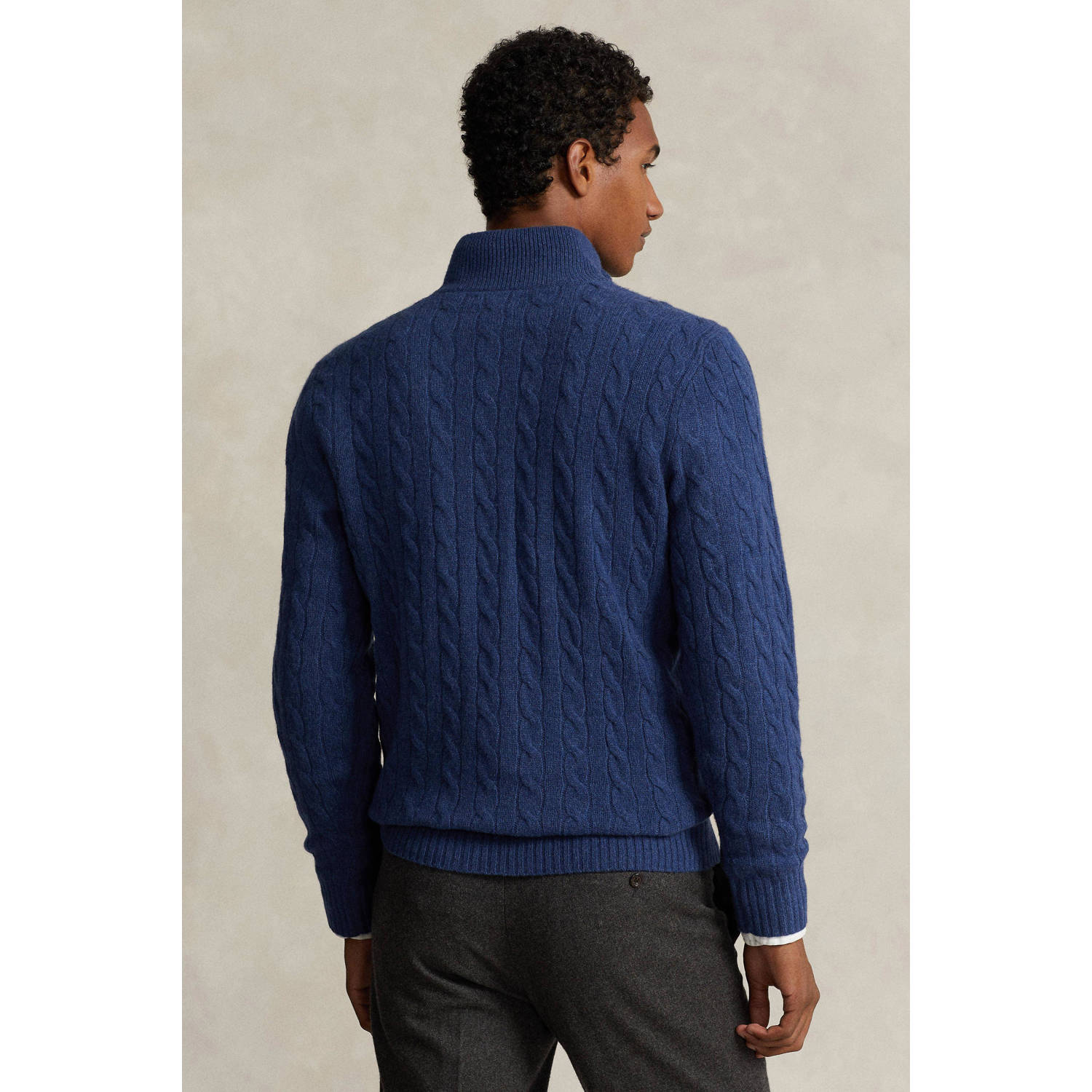 POLO Ralph Lauren wollen schipperstrui met kabels blauw
