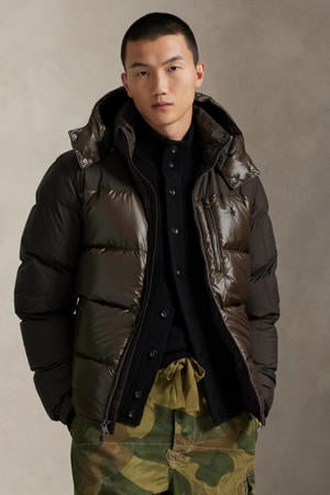 gewatteerde jas donkerbruin