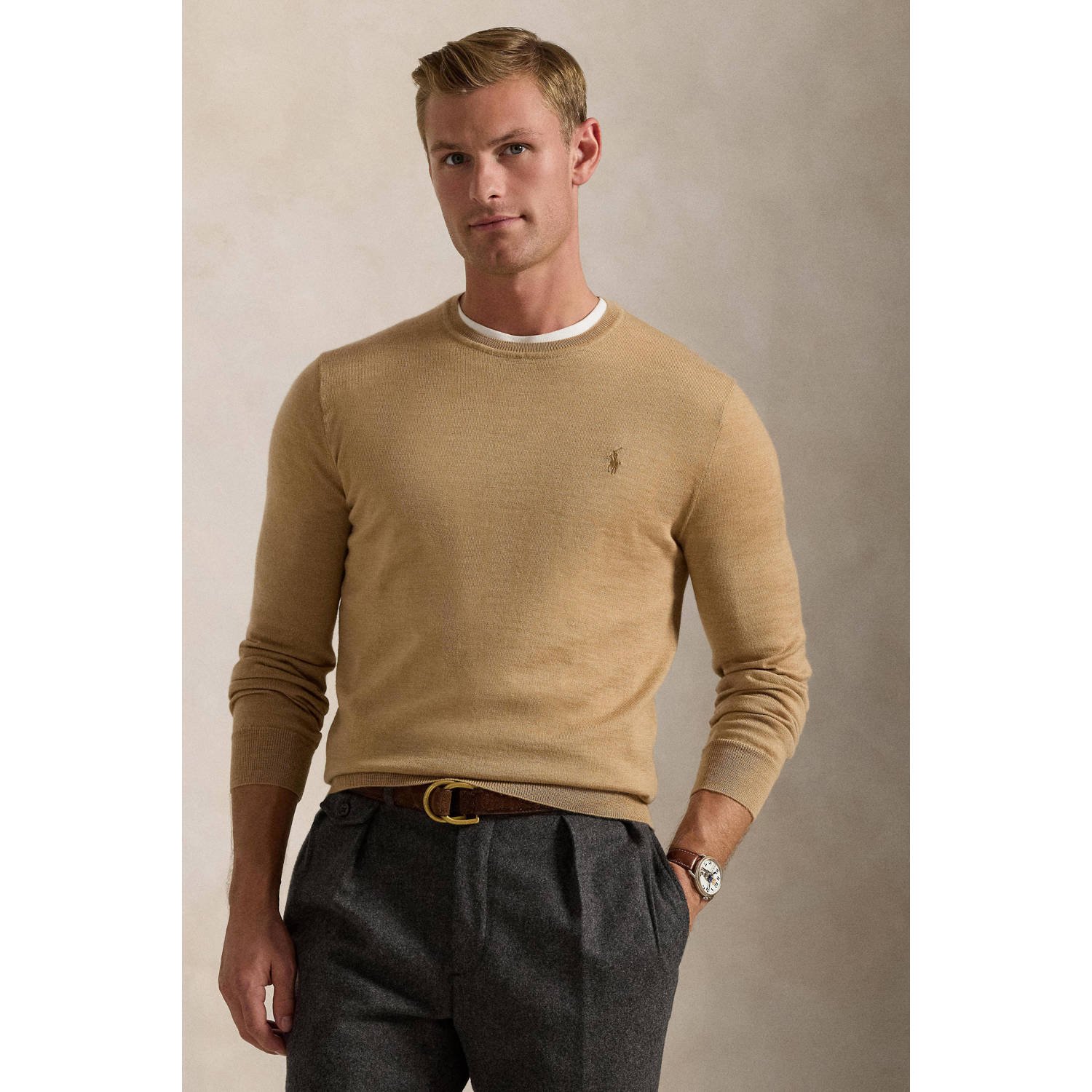 POLO Ralph Lauren wollen trui fijn gebreid camel