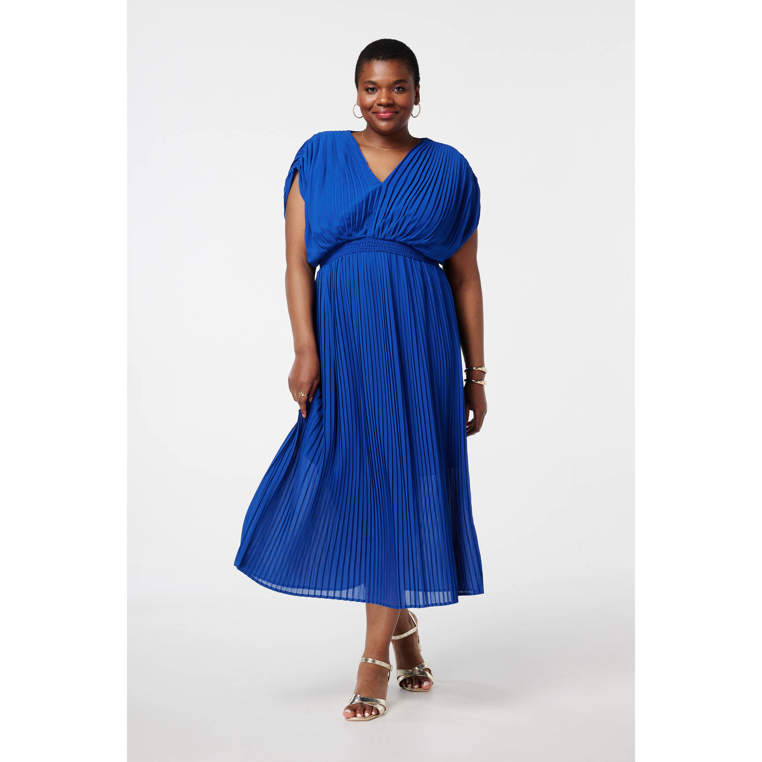 MS Mode midi jurk blauw