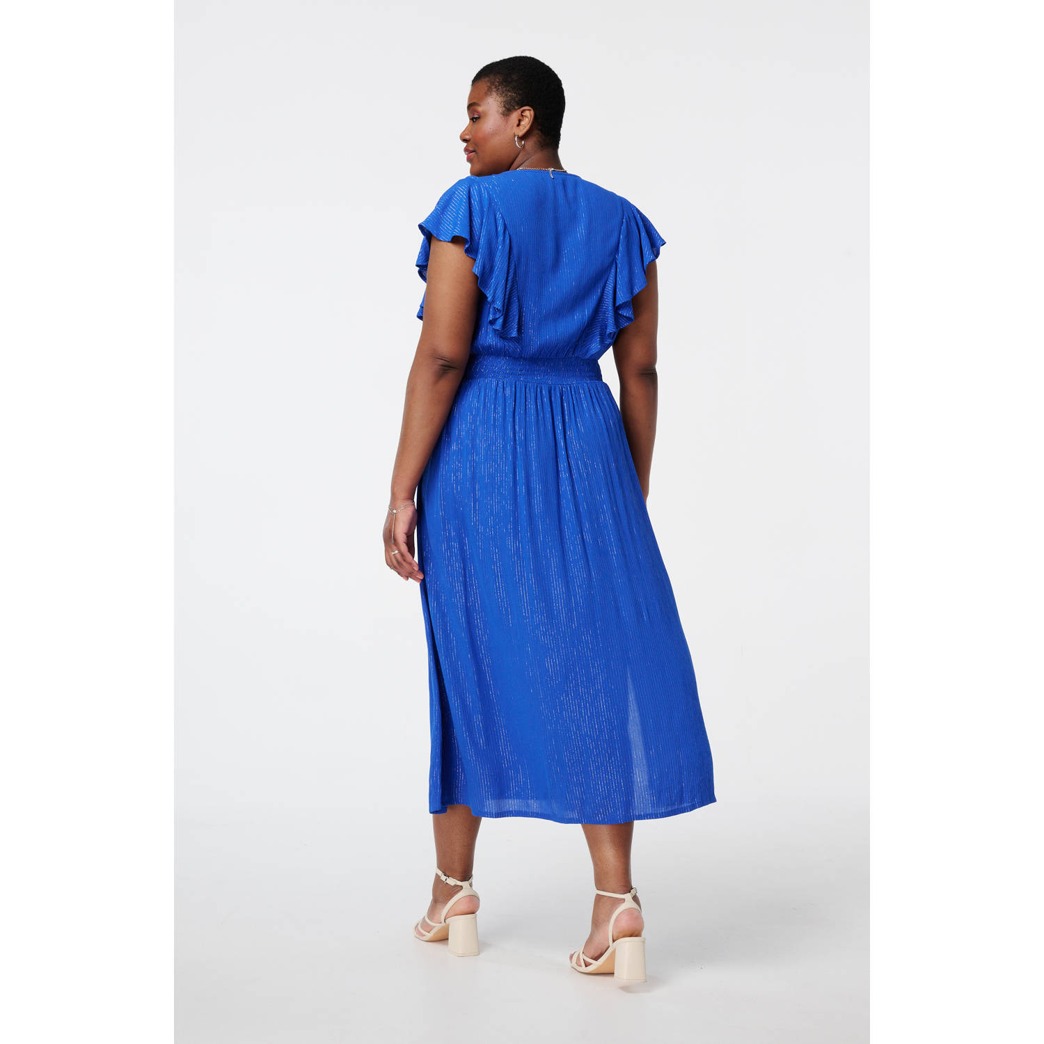 MS Mode zomerjurk met lurex blauw