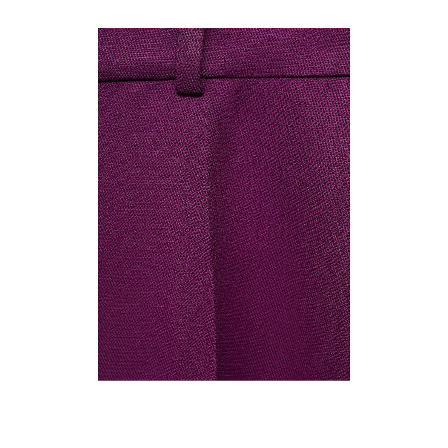 Mango linnen wide leg regular waist pantalon aubergine
