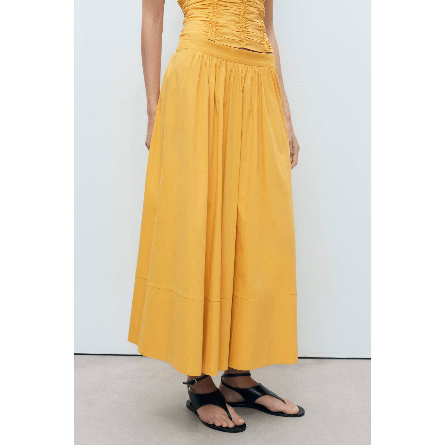 Mango midi rok geel