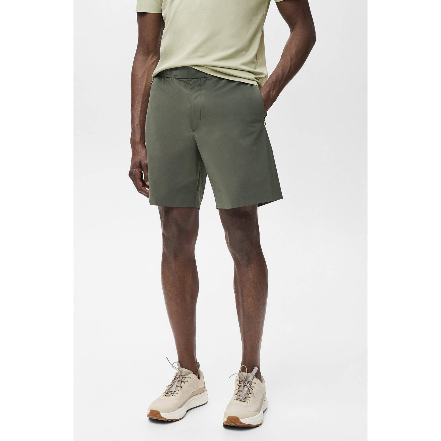 Mango Man regular chino short grijsgroen