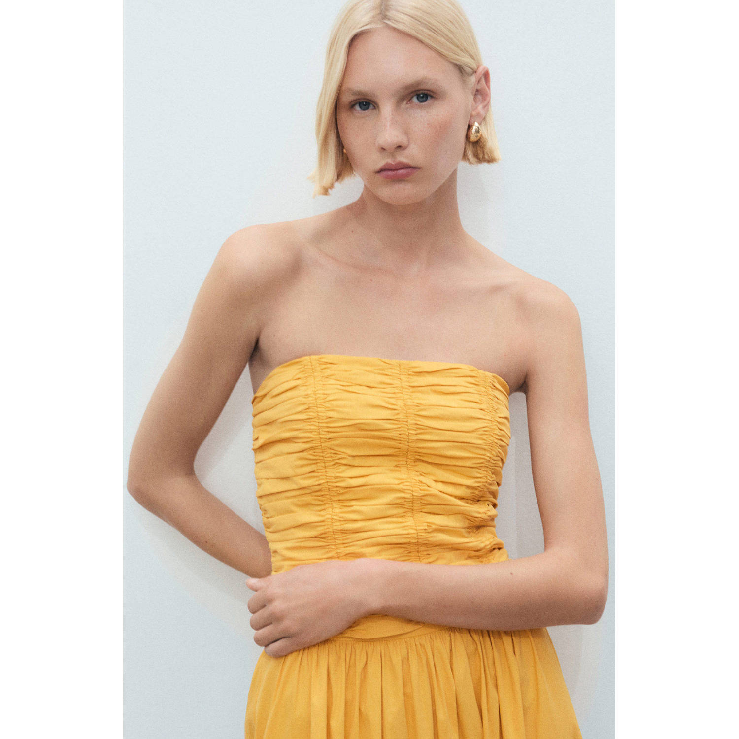 Mango off shoulder top oker