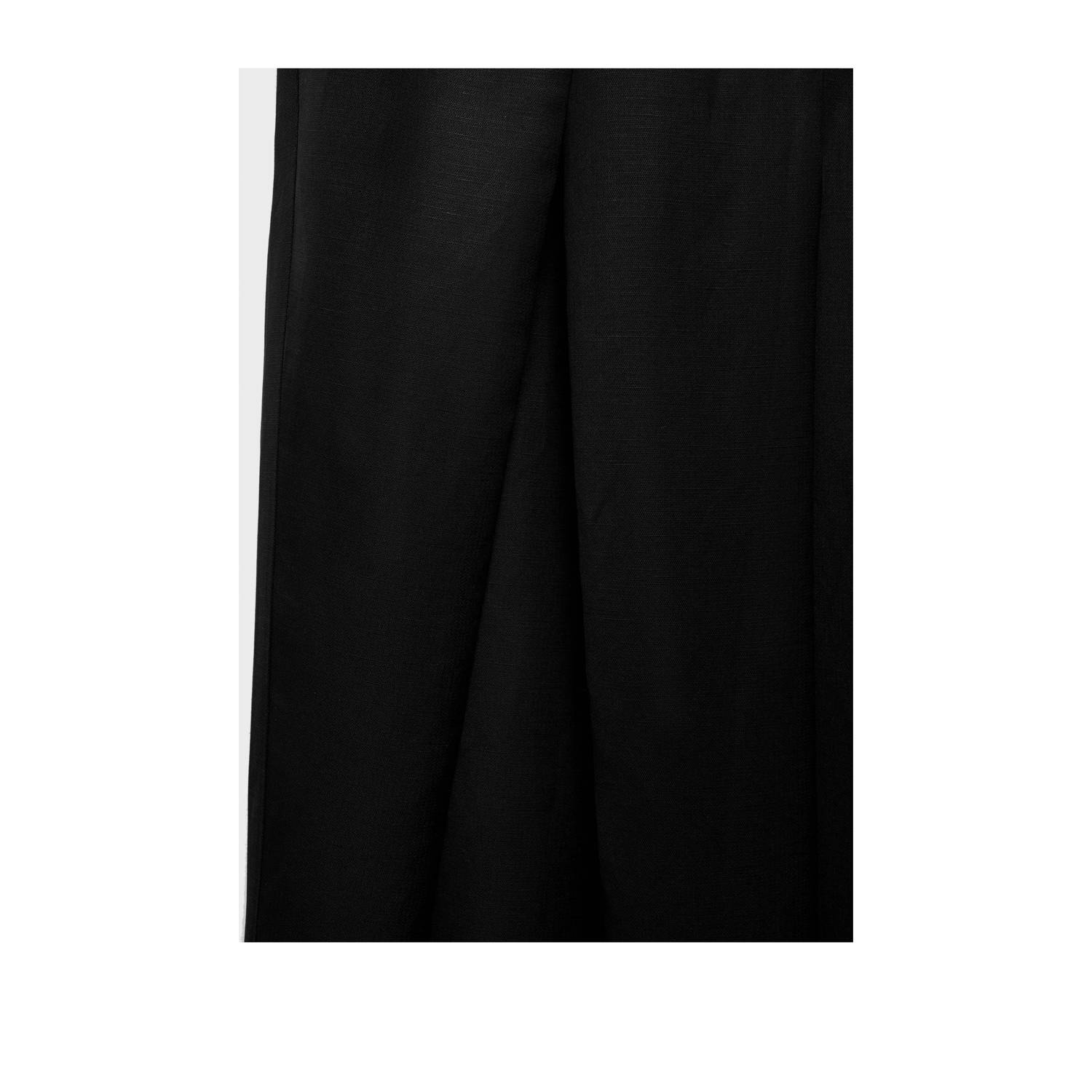 Mango linnen wide leg regular waist broek zwart