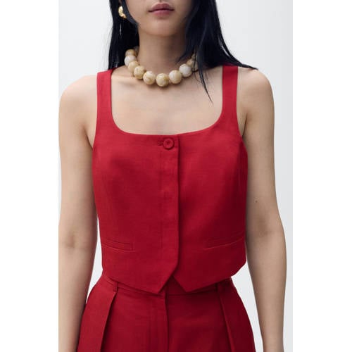 Mango linnen gilet rood afbeelding