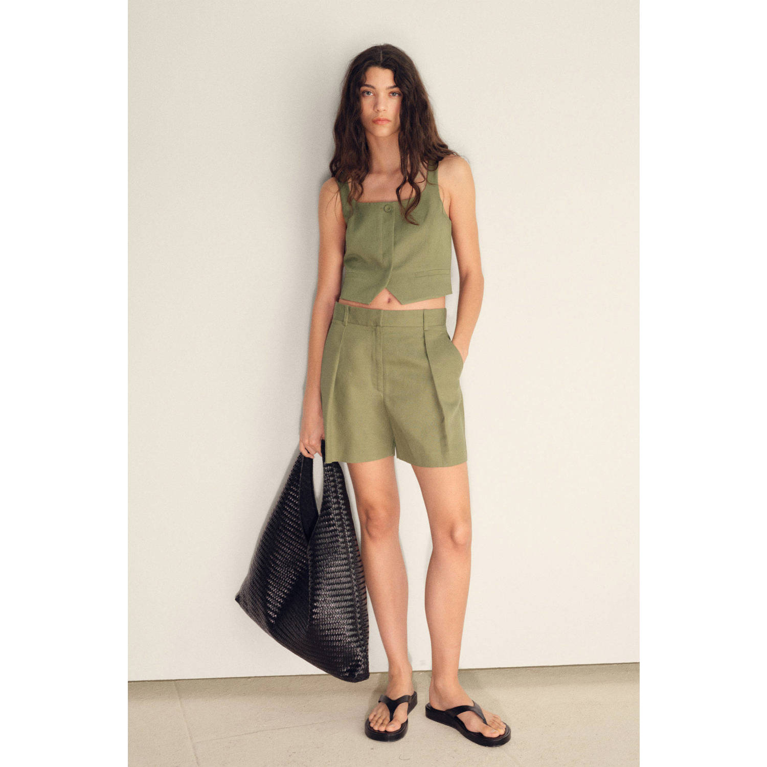 Mango wide leg high waist casual short
