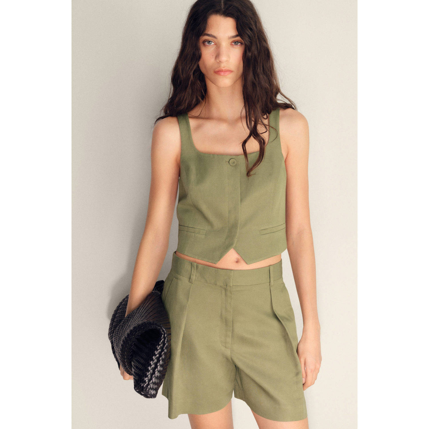 Mango wide leg high waist casual short